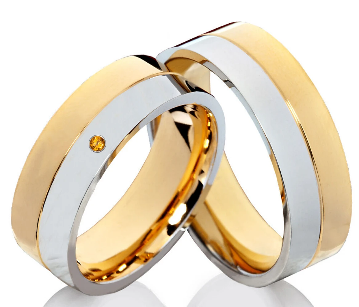 Partnerringe Trauringe Eheringe mit Citrin und Gravur PC83